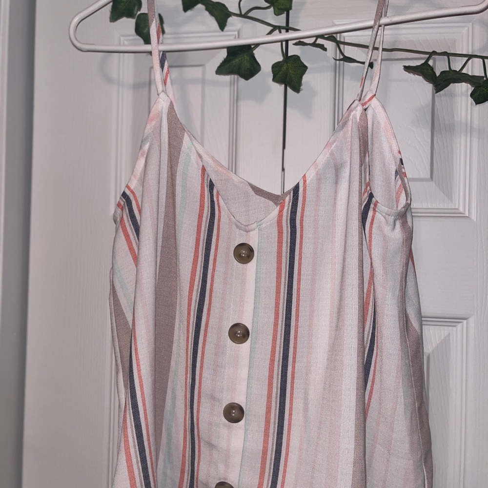Striped Button-Down Cami Top